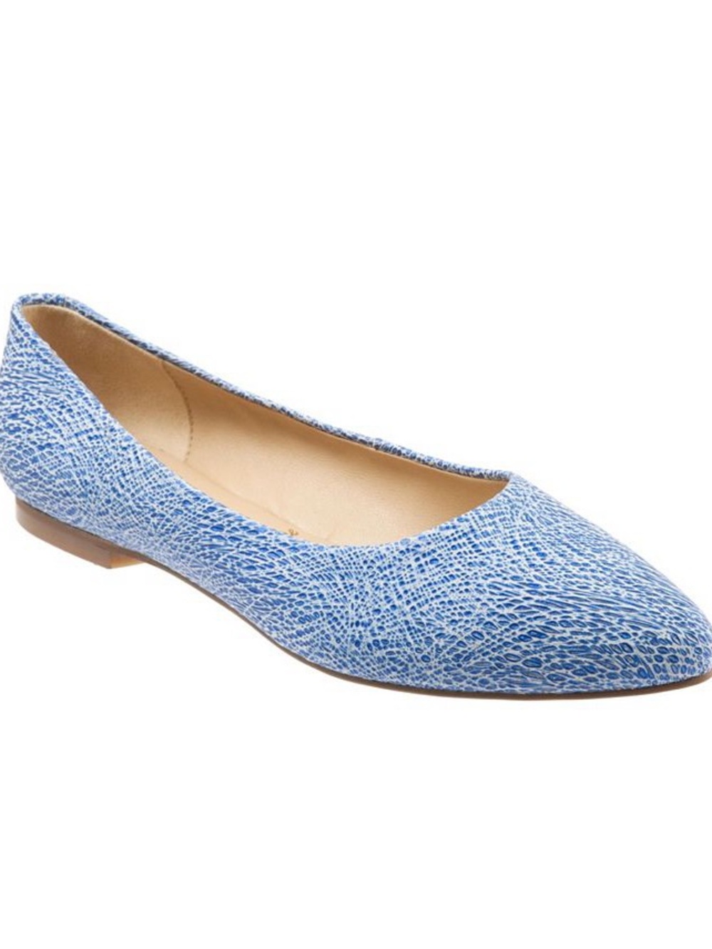 Trotters Blue Textured Pointed-Toe Ballet Flats